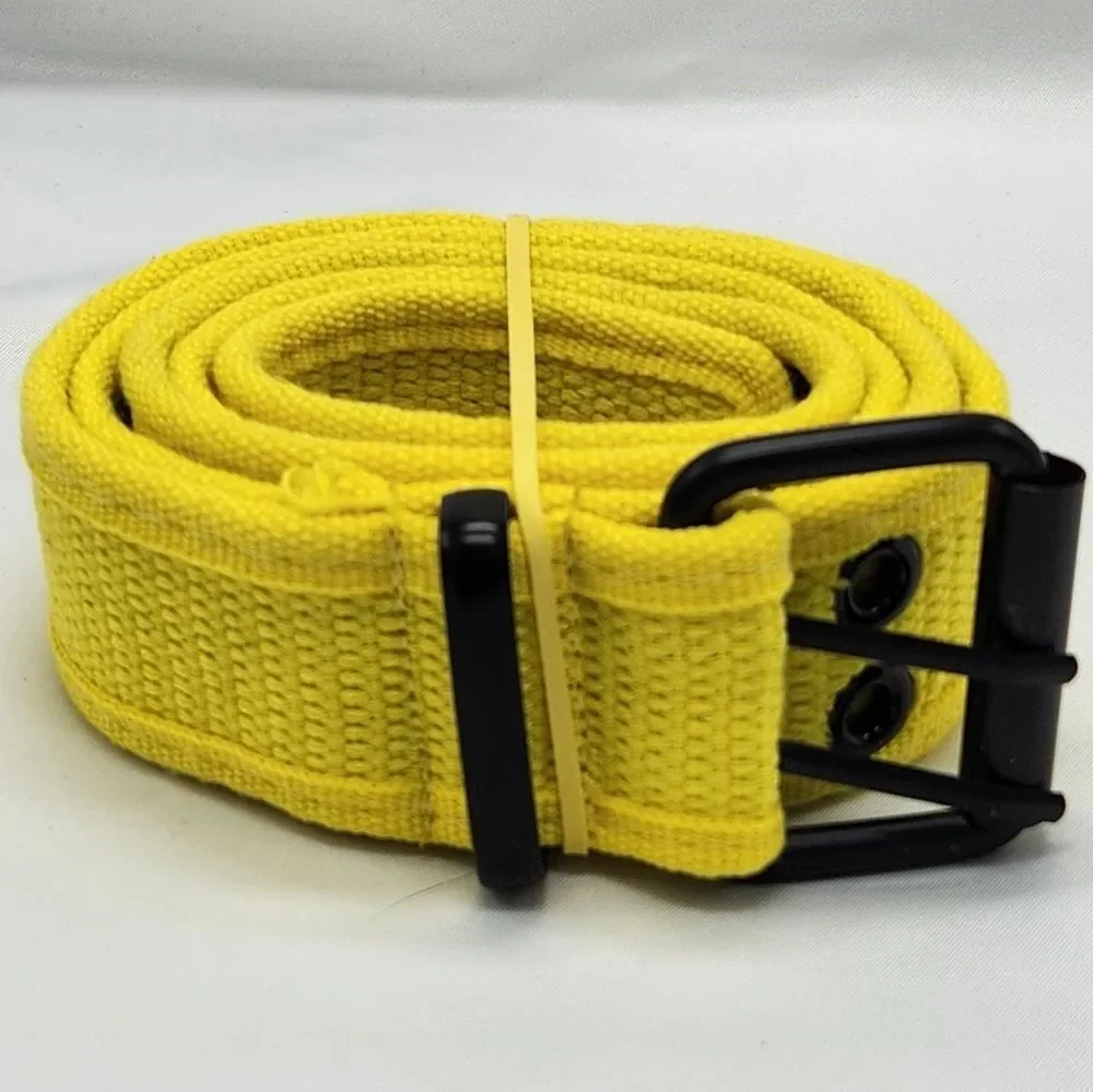🔸️Unisex Yellow Double Grommet Canvas Belt Small